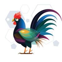 Colorful Rooster birds with white Background vector