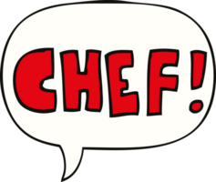 cartoon word chef with speech bubble png