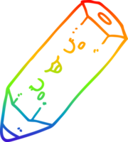 rainbow gradient line drawing of a cute cartoon pencil png