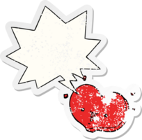 cartoon happy love heart with speech bubble distressed distressed old sticker png