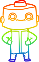 rainbow gradient line drawing of a cartoon robot png