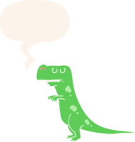 cartoon dinosaur with speech bubble in retro style png