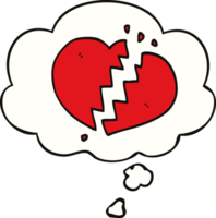 cartoon broken heart with thought bubble png