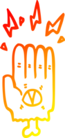 warm Gradient Linie Zeichnung von ein gespenstisch Halloween Zombie Hand png