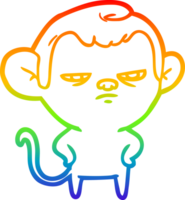 rainbow gradient line drawing of a cartoon monkey png