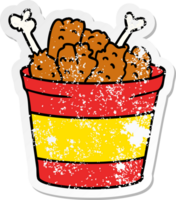 hand drawn distressed sticker cartoon doodle bucket of fried chicken png