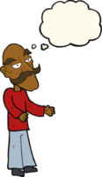 cartoon old man with mustache with thought bubble png