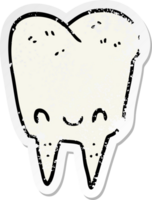 distressed sticker of a cartoon tooth png