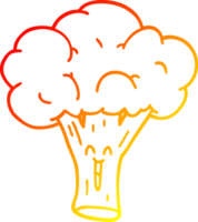warm gradient line drawing of a cartoon broccoli png