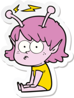 sticker of a cartoon alien girl png