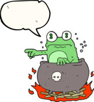 hand drawn speech bubble cartoon halloween toad in cauldron png