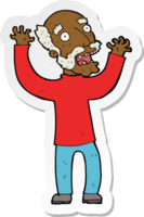 sticker of a cartoon terrified old man png