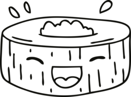 line drawing quirky cartoon happy sushi png