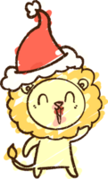 dessin à la craie de lion de noël png