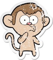 distressed sticker of a cartoon hooting monkey png