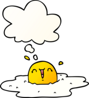 cartoon fried egg with thought bubble in smooth gradient style png