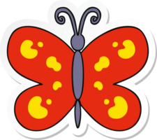 sticker of a quirky hand drawn cartoon butterfly png