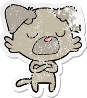 distressed sticker of a cartoon dog png