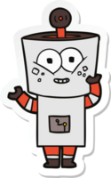 sticker of a happy cartoon robot waving hello png