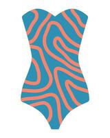 One-piece swimsuit with abstract pattern. Isolated illustration for summer design vector