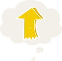 cartoon pointing arrow with thought bubble in retro style png