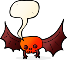 chauve-souris crâne effrayant de dessin animé avec bulle de dialogue png