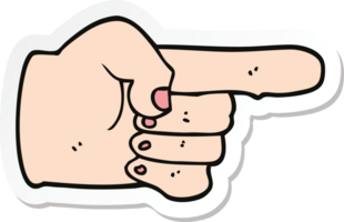 sticker of a cartoon pointing hand png