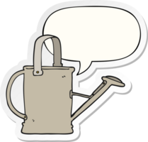 cartoon watering can with speech bubble sticker png