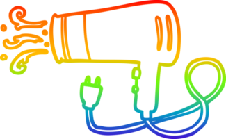 rainbow gradient line drawing of a electric hairdryer png