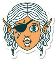 sticker of a elf rogue character face png