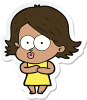 sticker of a cartoon girl pouting png