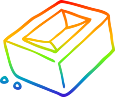 rainbow gradient line drawing of a cartoon brick png