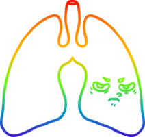 regenboog helling lijn tekening van een tekenfilm longen png