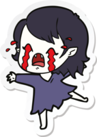 pegatina de una niña vampiro llorando de dibujos animados png