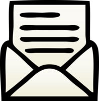 gradient shaded cartoon of a letter and envelope png