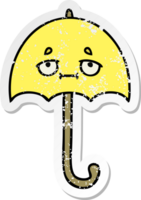 vinheta angustiada de um guarda-chuva de desenho animado fofo png