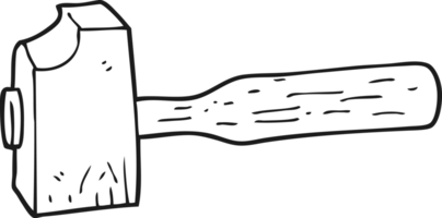 main tiré noir et blanc dessin animé maillet png