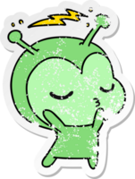 hand drawn distressed sticker cartoon of a cute kawaii alien png