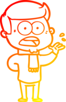 warm gradient line drawing of a cartoon shocked man png