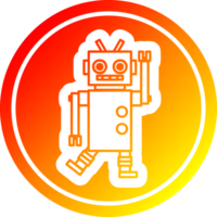 Tanzen Roboter kreisförmig Symbol mit warm Gradient Fertig png