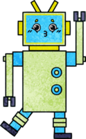 rétro grunge texture dessin animé de une robot png