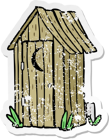 distressed sticker of a cartoon outdoor toilet png