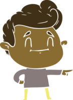 homem de desenho animado de estilo de cor plana feliz apontando png