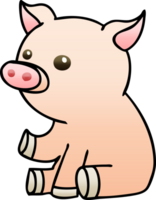 gradient shaded quirky cartoon pig png