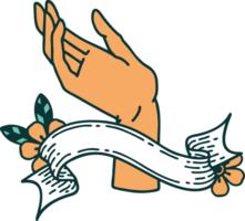 Traditionelles Tattoo mit Banner einer Hand png
