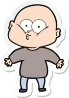 sticker of a cartoon bald man staring png