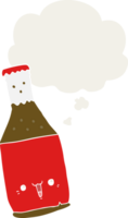 cartoon beer bottle with thought bubble in retro style png