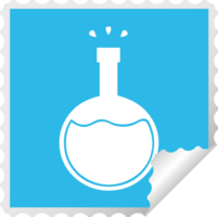 square peeling sticker cartoon of a science experiment png