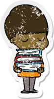 distressed sticker of a cartoon calm boy png