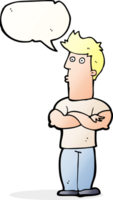 cartoon man with folded arms with speech bubble png